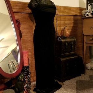 90s Vintage Goth Black Velvet Corset Gown
